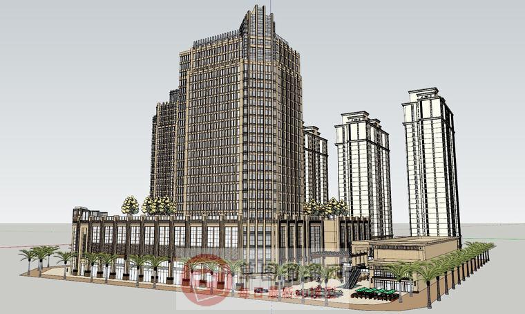 欧式商业街建筑SU模型