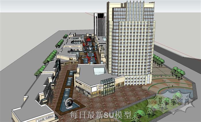 现代商业街SU模型