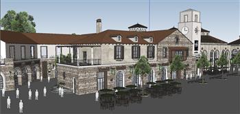 地中海商业街建筑SU模型 免费sketchup模型下载