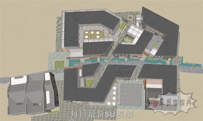 中式仿古商业街SU模型