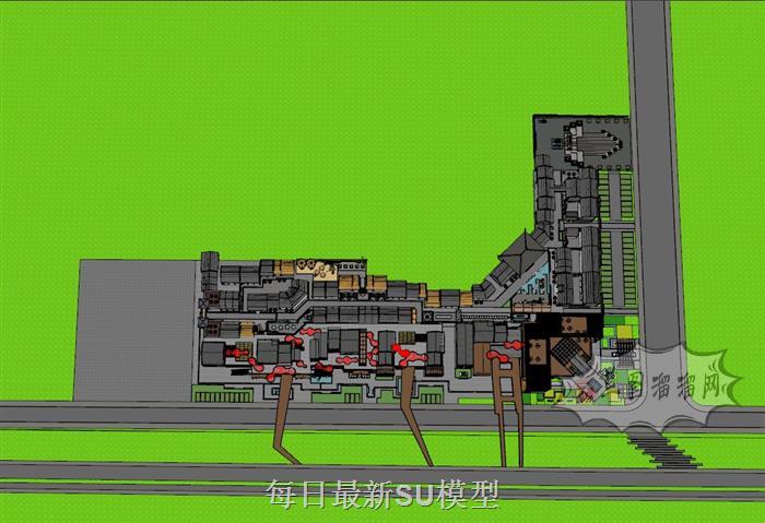 仿古商业街景观SU模型