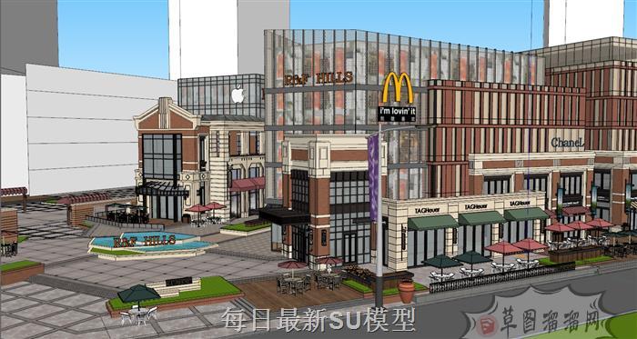 欧式风格商业街街景SU模型