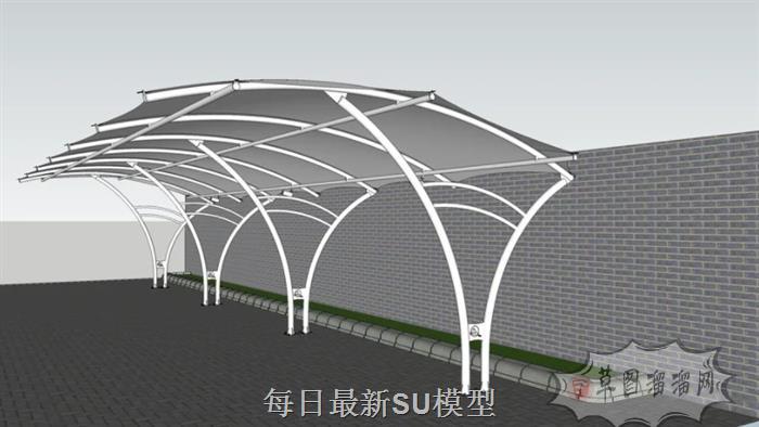 自行车停车棚SU模型