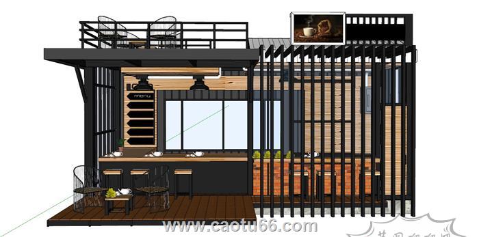 集装箱咖啡店咖啡屋SU模型