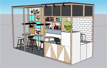 流动摊位奶茶店SU模型