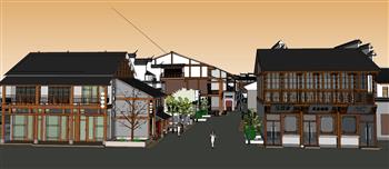 中式仿古商业街SU模型