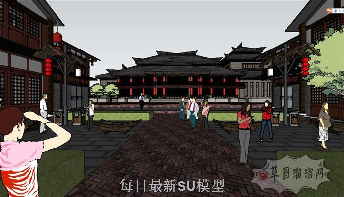 汉唐商业街仿古SU模型