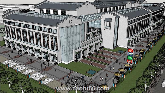 中式徽派建筑商业街SU模型