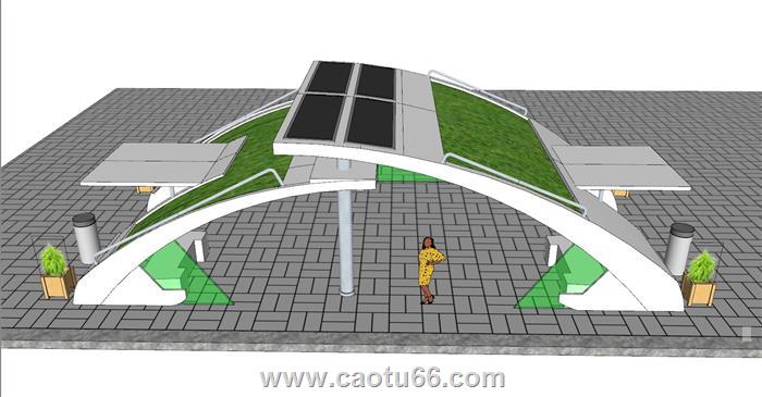 公交站候车亭SU模型