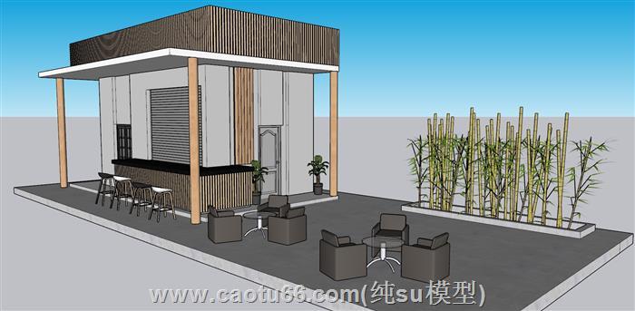 咖啡店商店门面SU模型