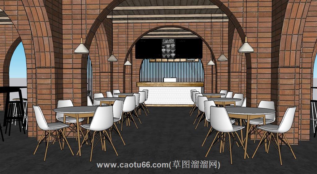 咖啡厅餐饮店SU模型