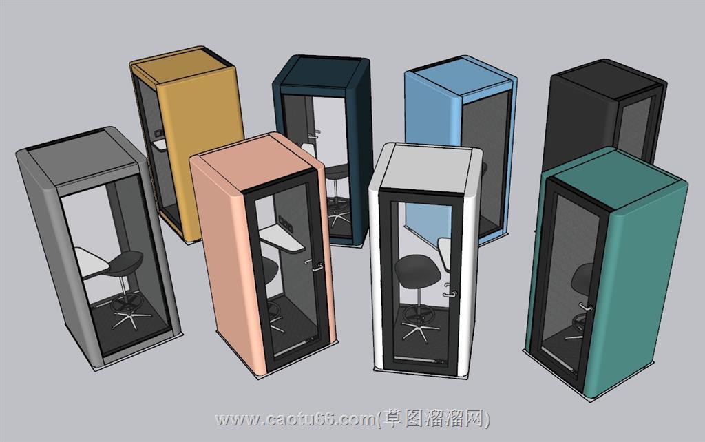 商业电话亭SU模型