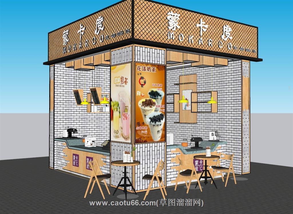 奶茶店饮品店SU模型