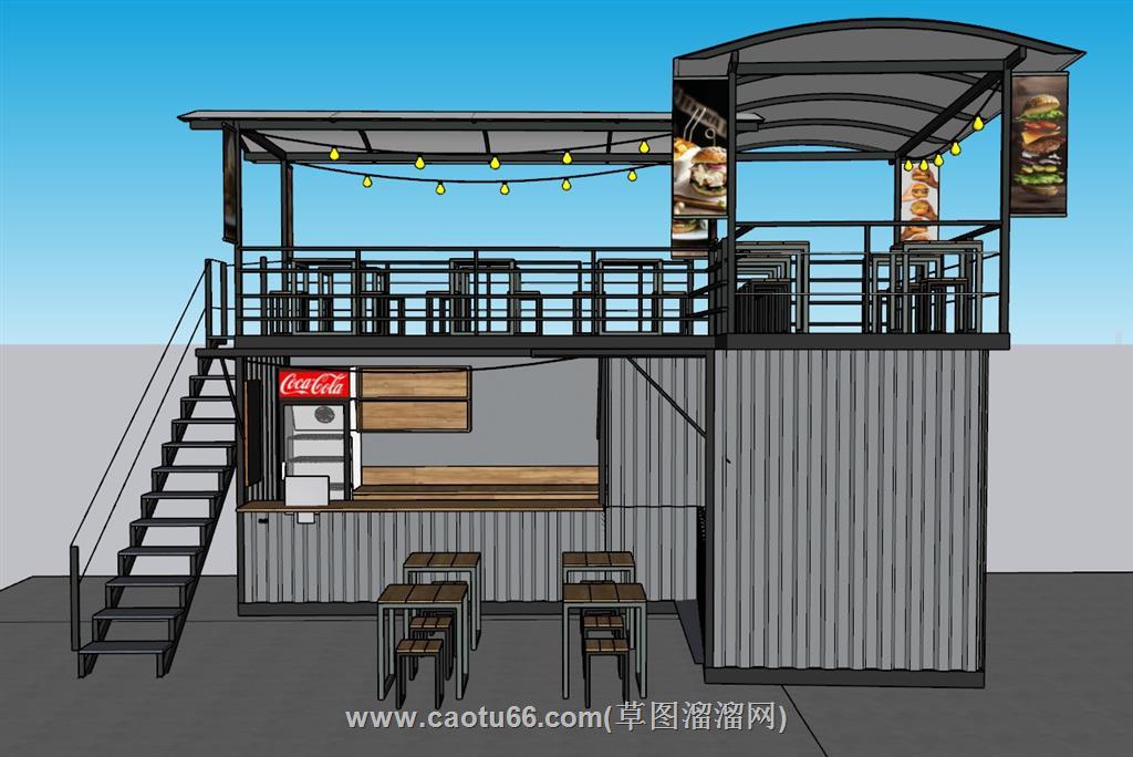 集装箱咖啡店奶茶店SU模型