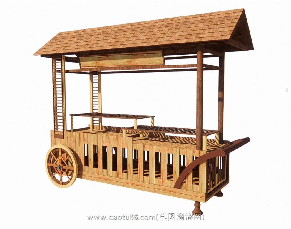 贩卖车贩售车摊位SU模型
