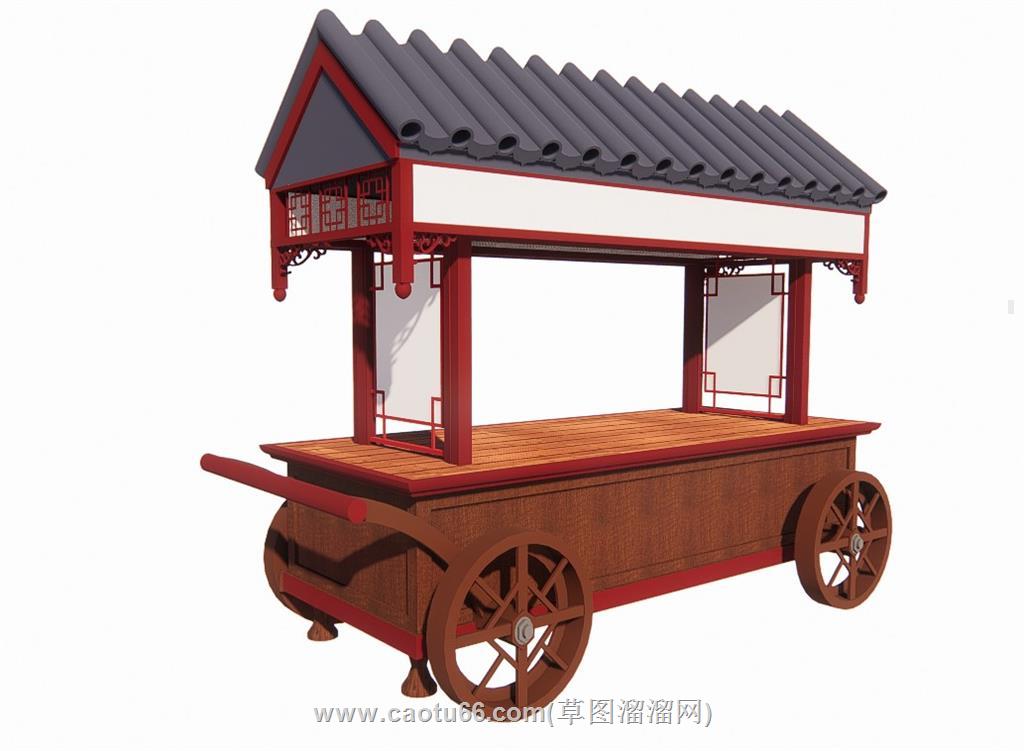 贩卖车贩售车摊位SU模型