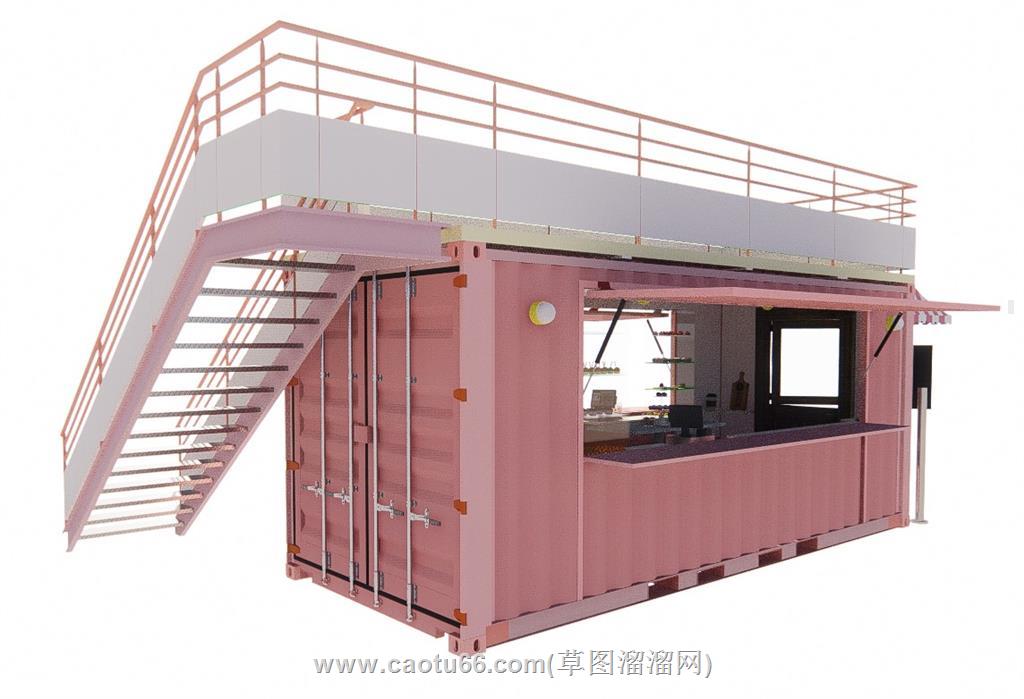集装箱奶茶店SU模型