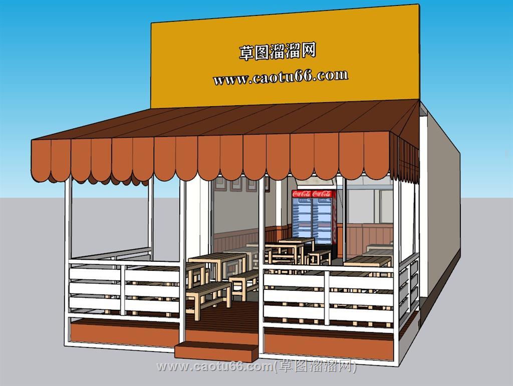 咖啡店餐饮店美食店SU模型