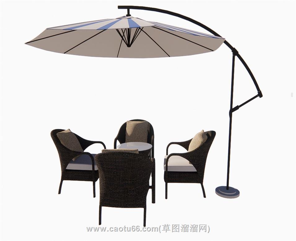 户外遮阳伞座椅SU模型
