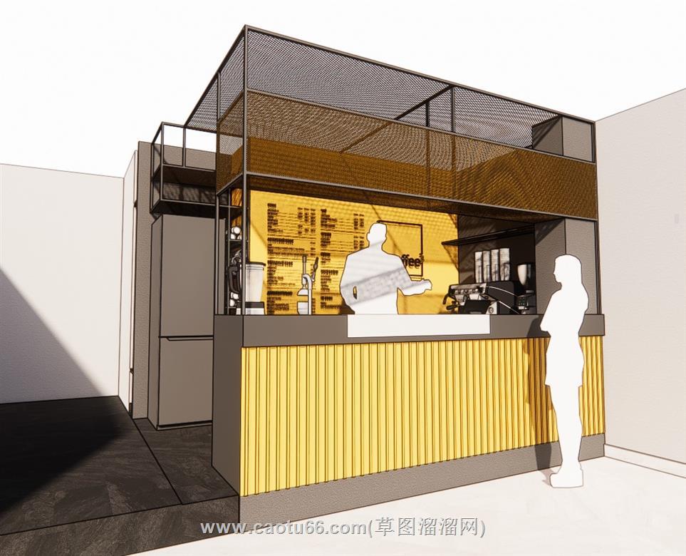 咖啡奶茶店操作台SU模型