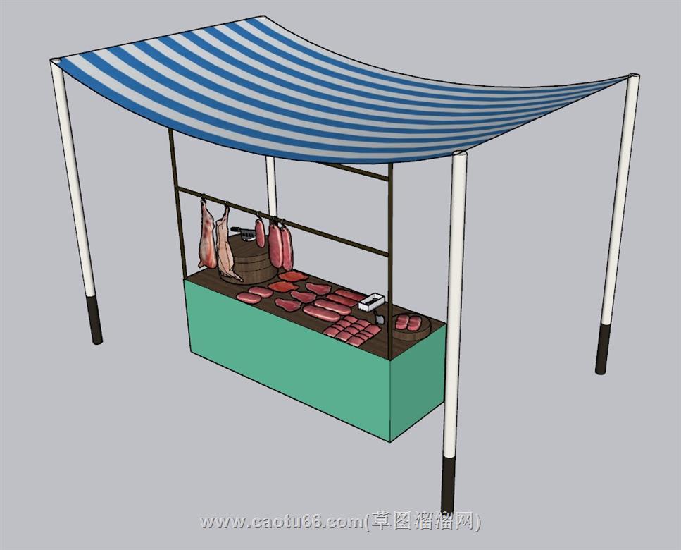 猪肉摊猪肉铺猪肉SU模型