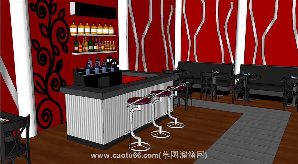 酒吧吧台柜SU模型