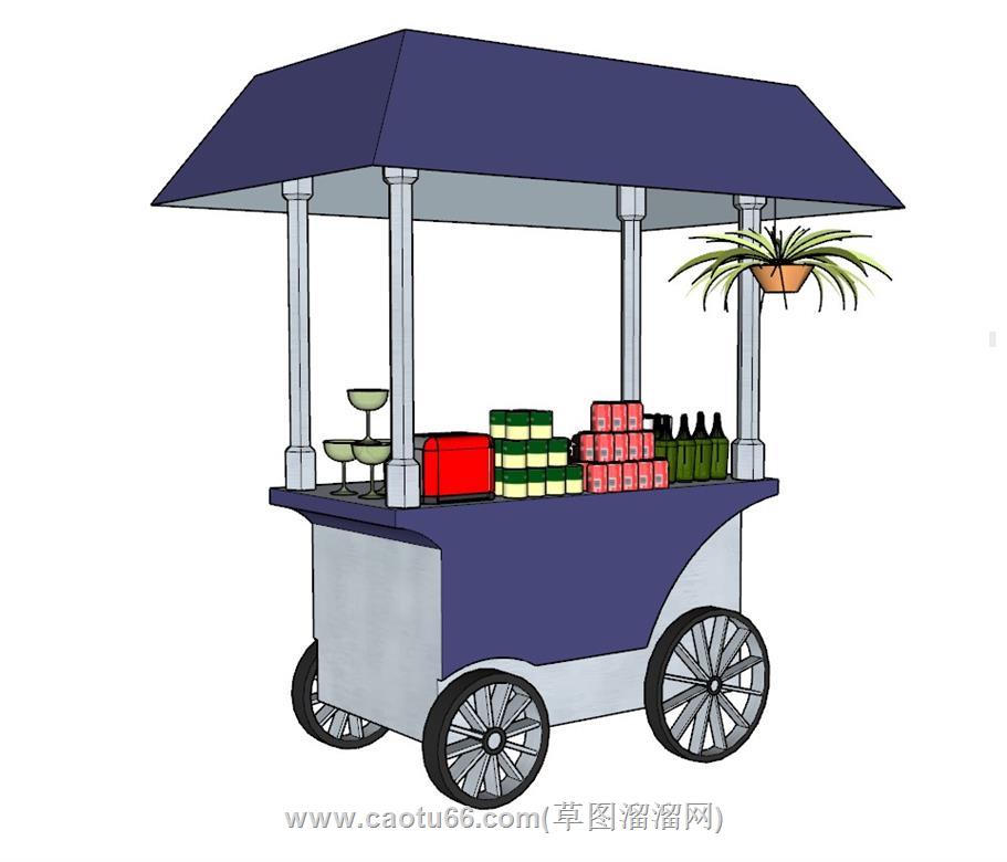 摊位售卖车贩卖车SU模型