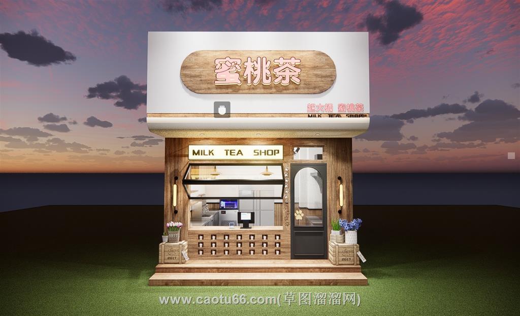 奶茶店门头SU模型
