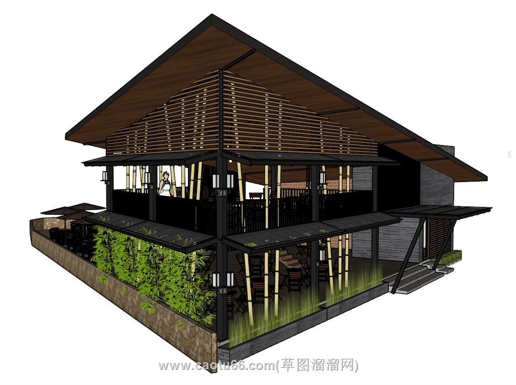 咖啡厅咖啡馆餐饮店SU模型
