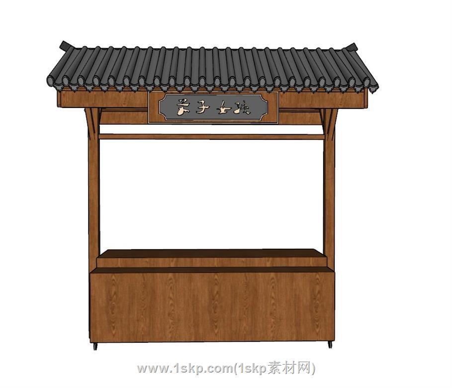 美食摊位贩售SU模型