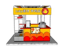 炸鸡店贩售亭小吃店SU模型