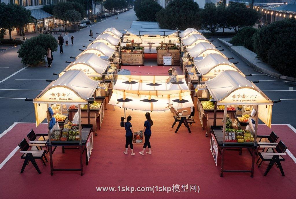集市市集摊位SU模型