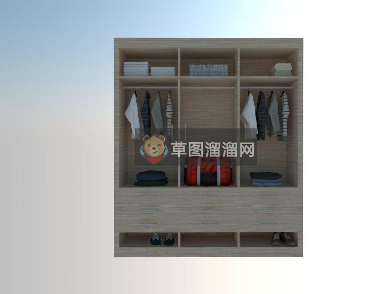 木制衣柜衣服SU模型