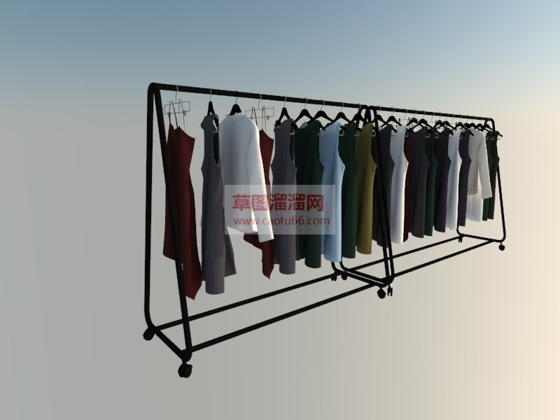 移动衣架衣服SU模型