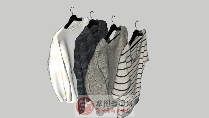 针织衣衣挂衣服SU模型