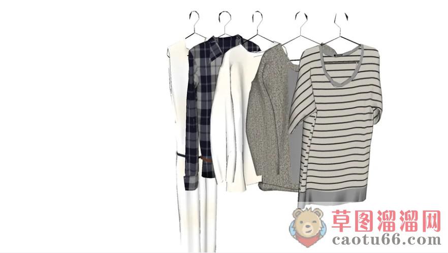 衣挂衣服SU模型