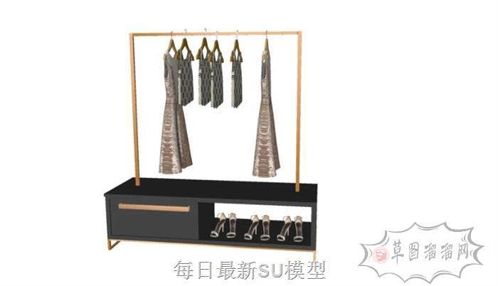 晾衣架鞋子衣服SU模型