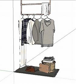 衣帽架衣服服装SU模型 免费sketchup模型下载
