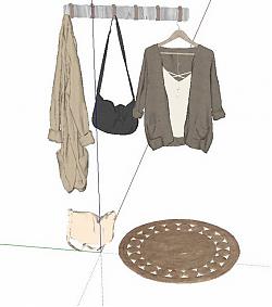 衣帽架衣服浴袍SU模型
