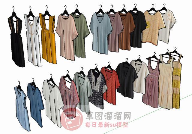 挂起来衣服服装SU模型