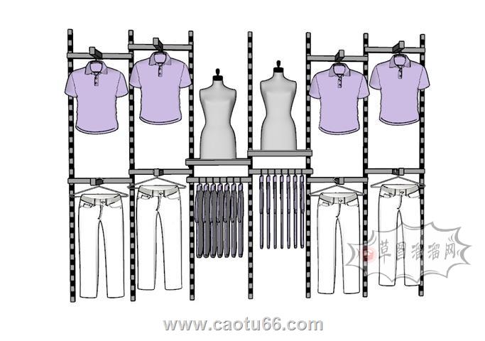 衣服展示架SU模型
