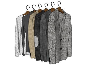 西服男装衣架SU模型