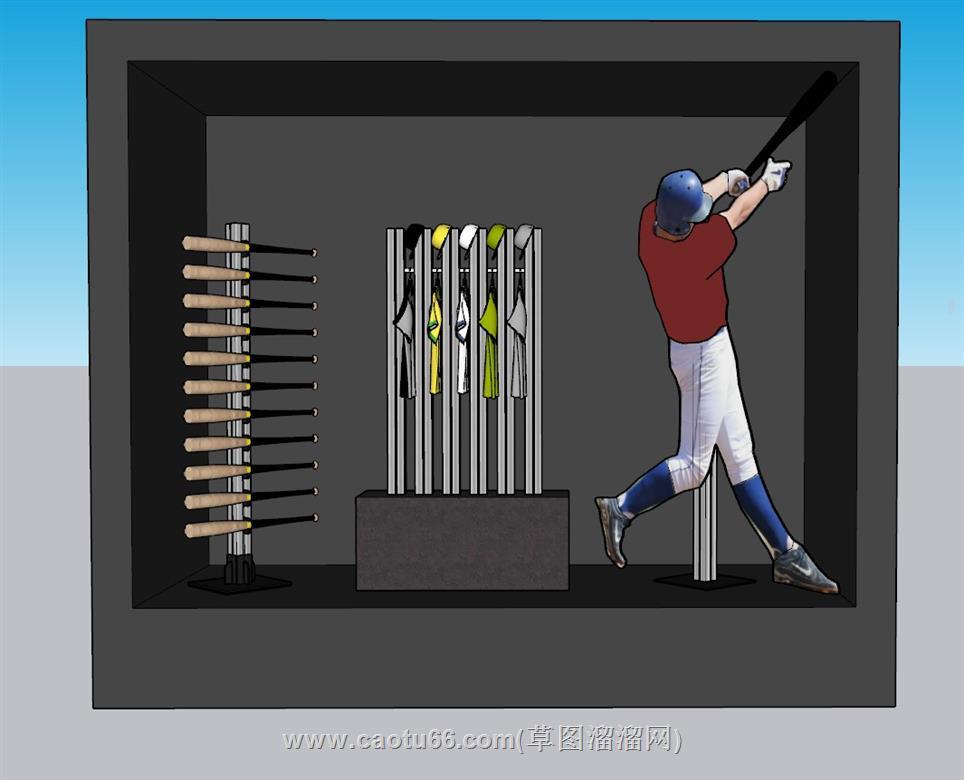 棒球服装橱窗SU模型
