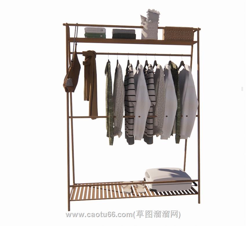 衣架衣服衣帽架SU模型