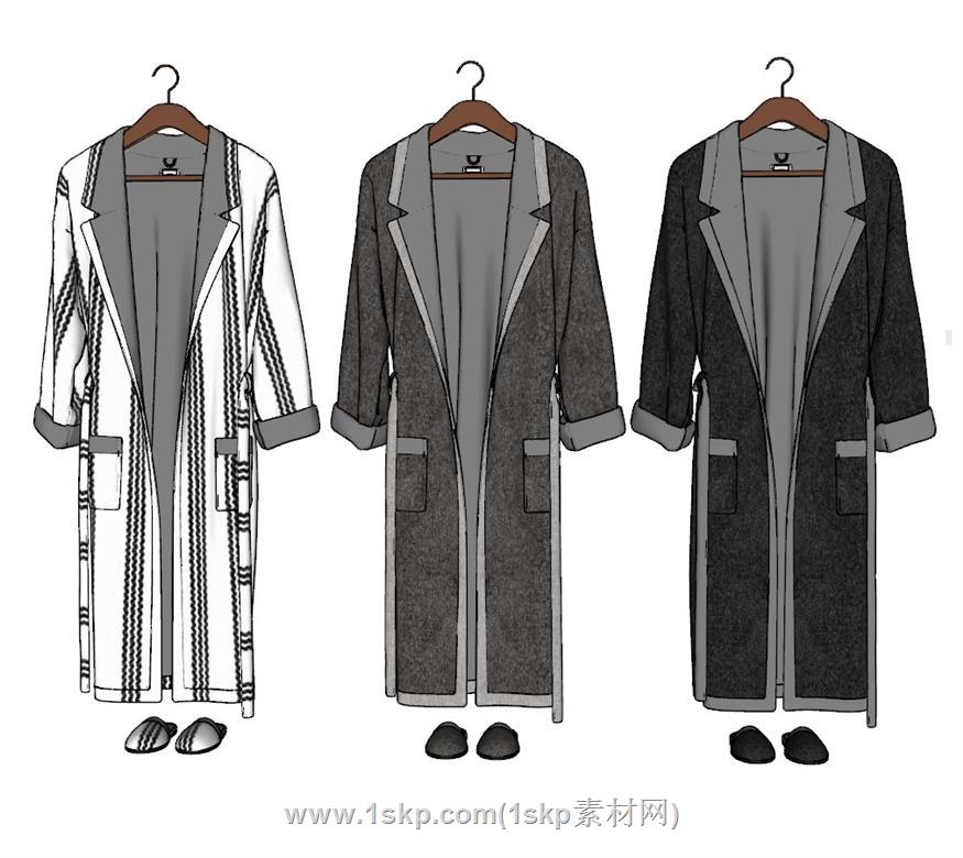 男服睡袍衣服SU模型