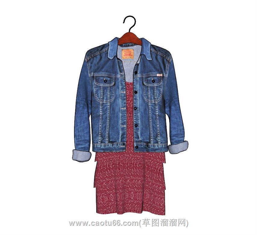 衣服牛仔衣SU模型