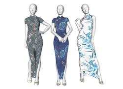 旗袍假人服装SU模型