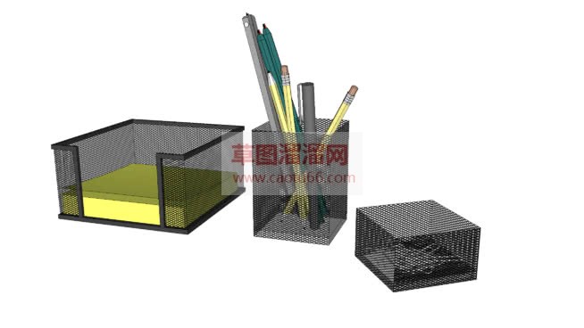 网状笔筒铅笔SU模型