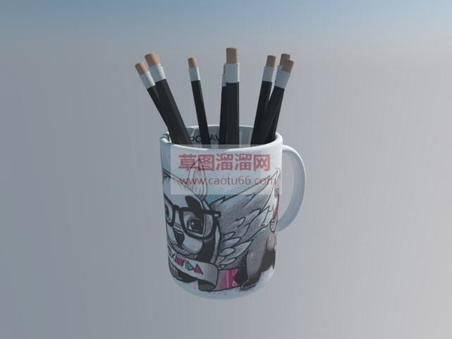 杯子铅笔笔筒SU模型