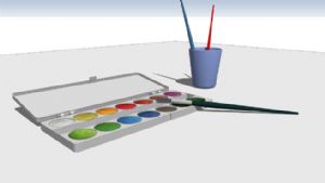 水彩笔颜料盒SU模型 免费sketchup模型下载
